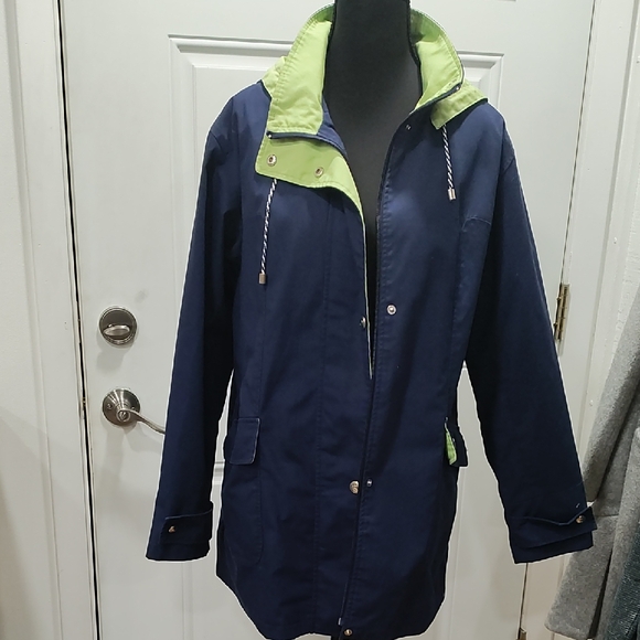 Mackintosh Jackets & Blazers - Stylish Navy and Lime Women's Utility Jacket